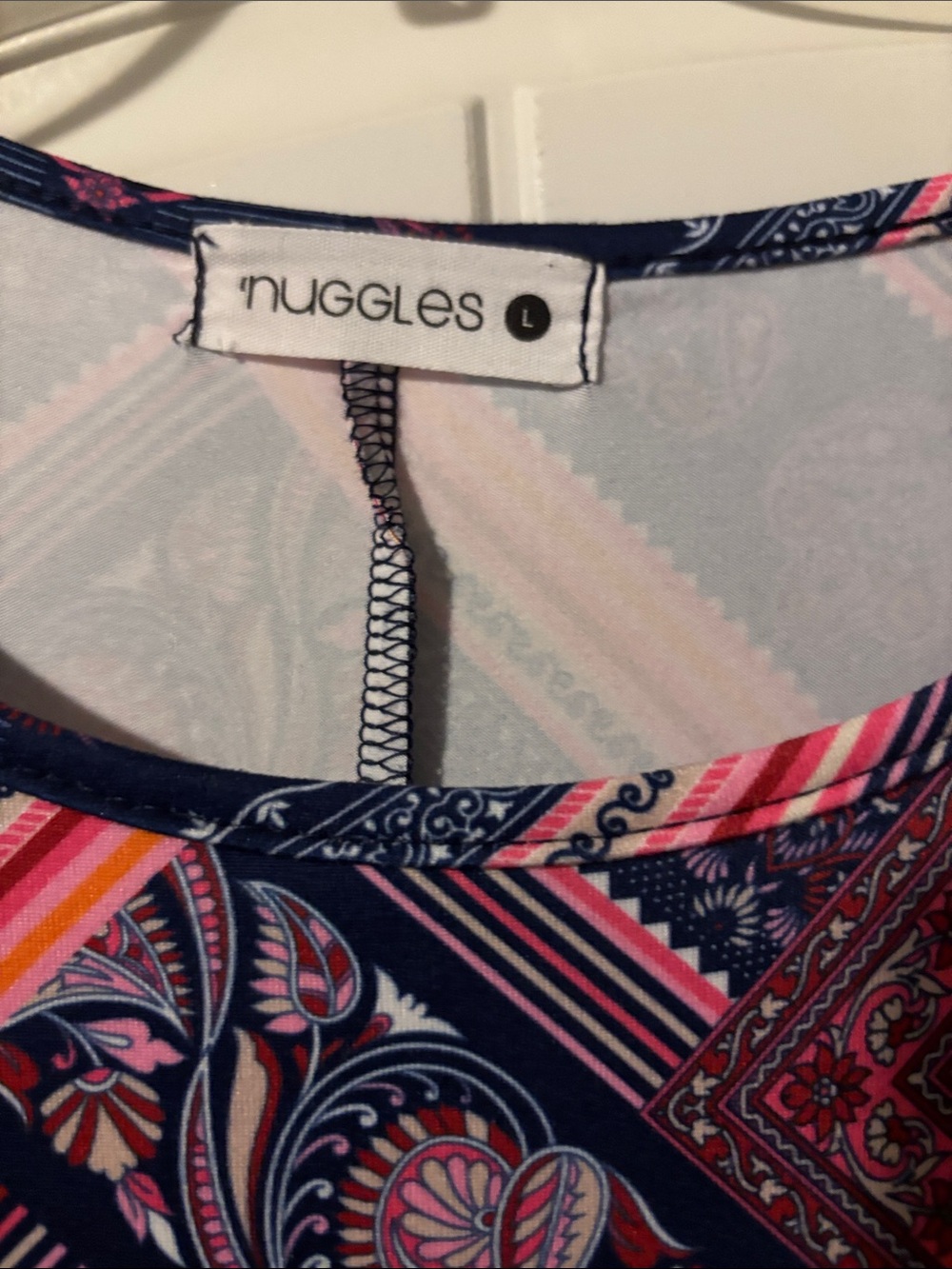 Women's Navy and Pink Maxi Dress with Geometric Print - Picture 4 of 5
